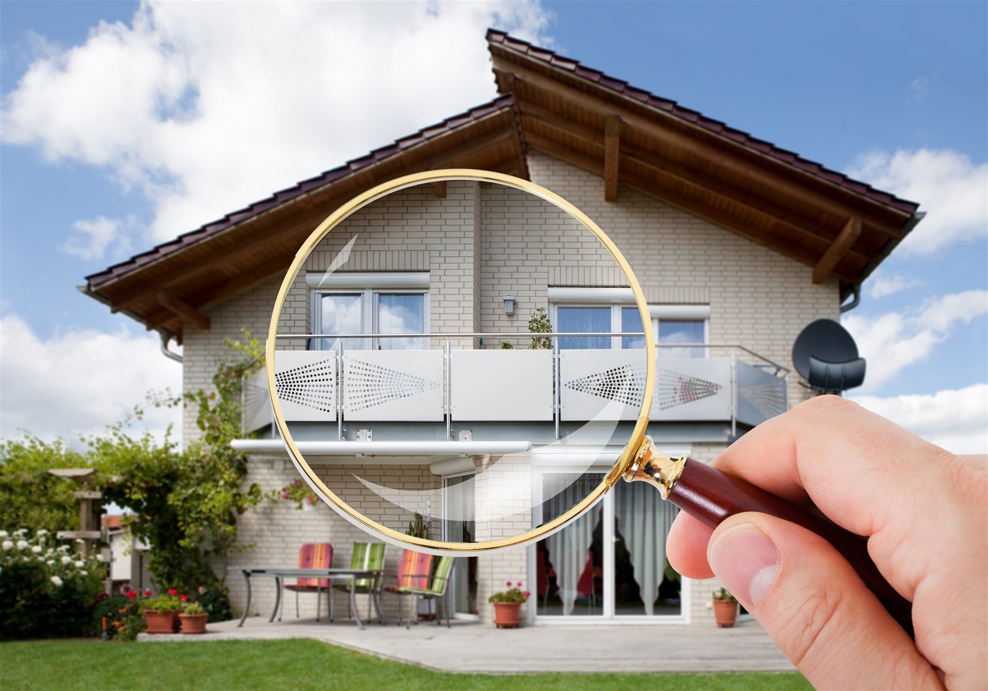 A title professional examining a residential property